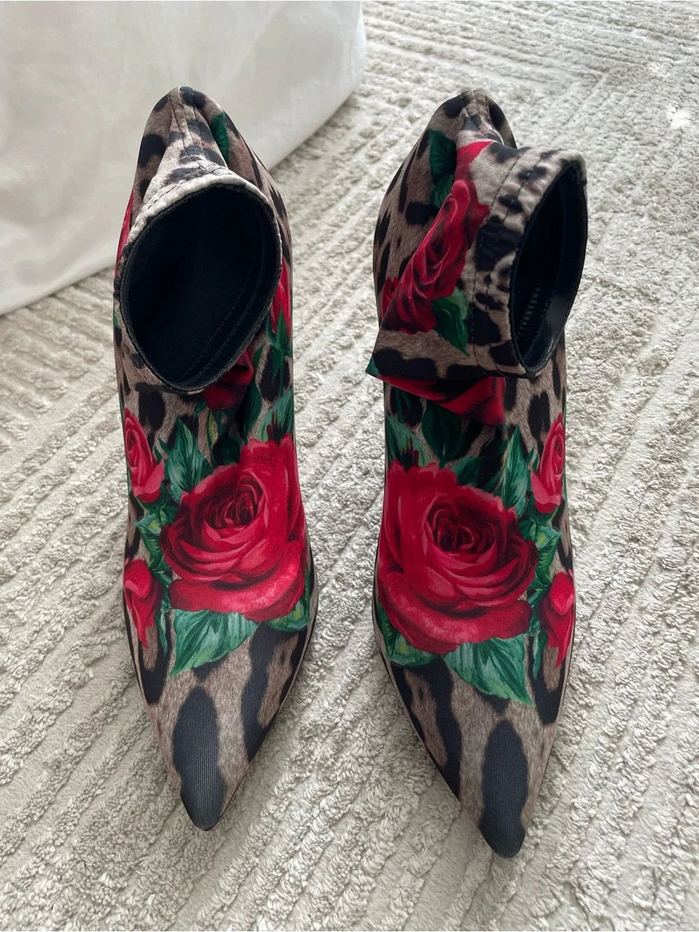 DOLCE & GABBANA Leo Rose Print Sock Booties
